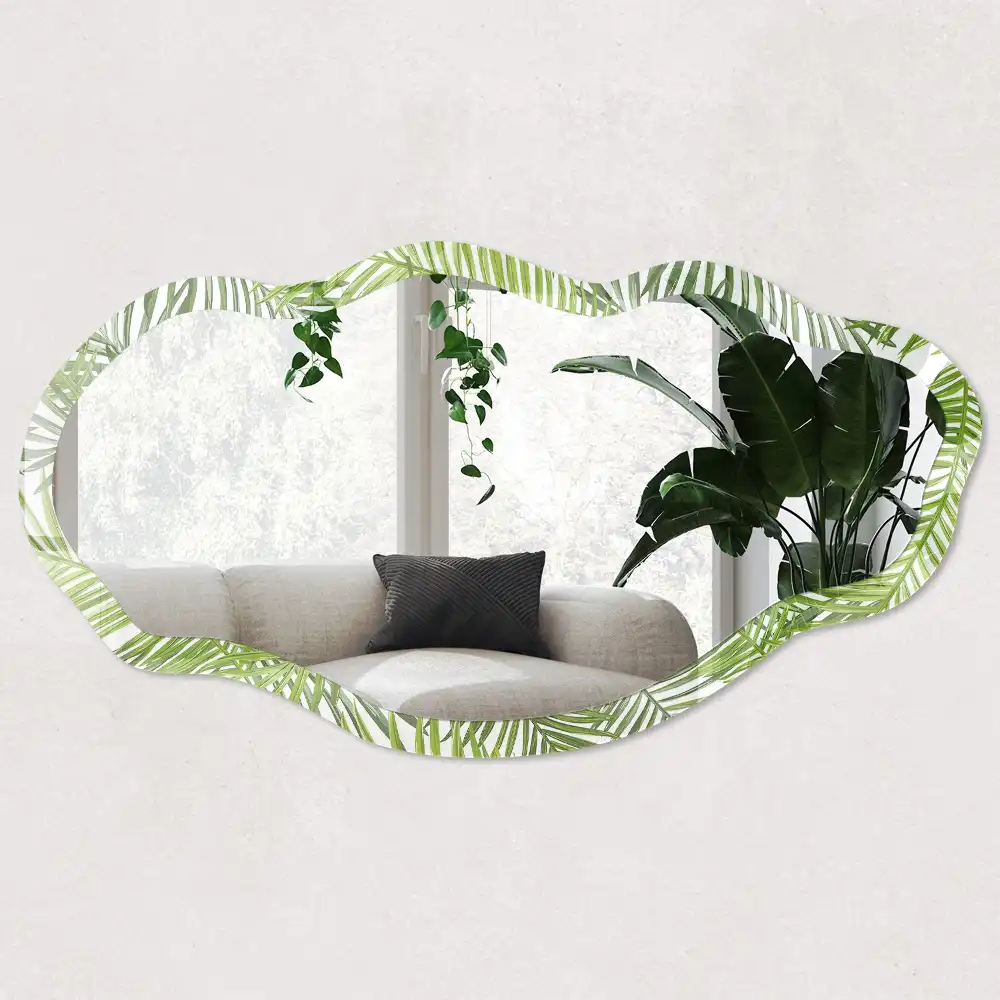 Miroir décoratif irrégulier à motif de feuilles tropicales