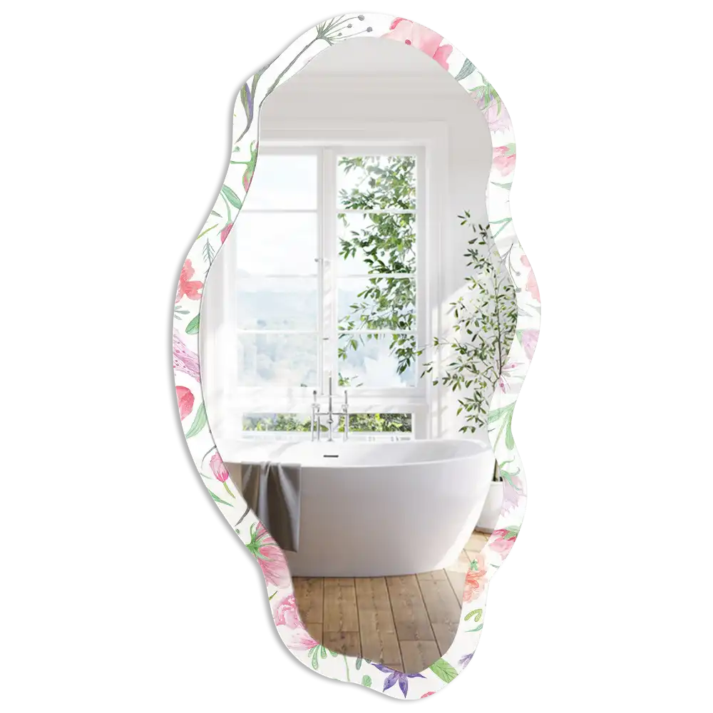 Miroir irrégulier à motif floral aquarelle