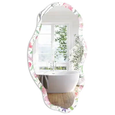Miroir irrégulier à motif floral aquarelle