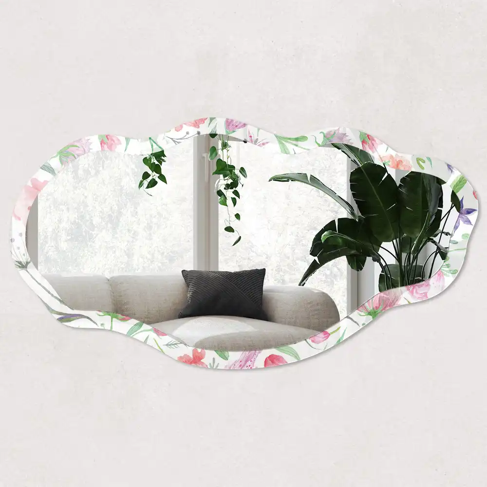 Miroir irrégulier à motif floral aquarelle