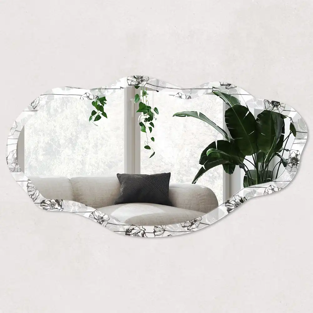 Miroir décoratif irrégulier à motif floral
