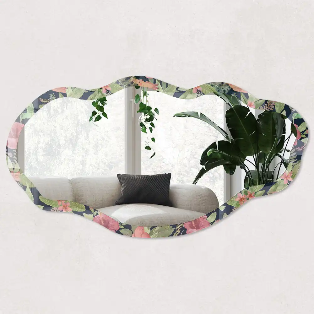 Miroir décoratif irrégulier à motif tropical