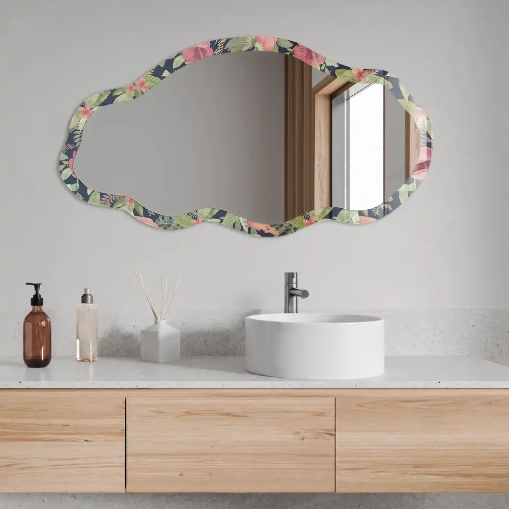 Miroir décoratif irrégulier à motif tropical