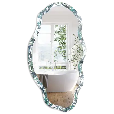 Miroir irrégulier avec motif de bambou aquarelle