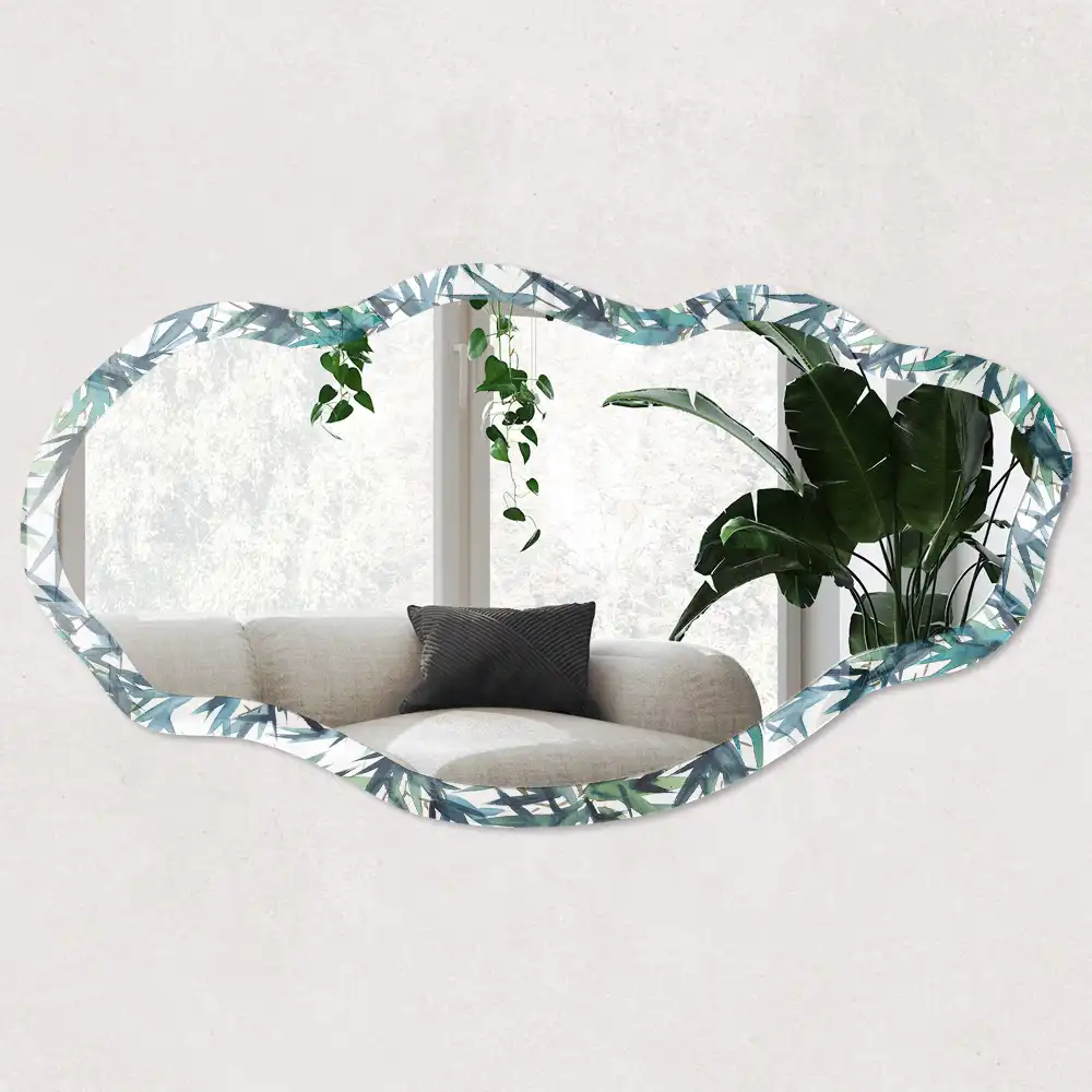 Miroir irrégulier avec motif de bambou aquarelle