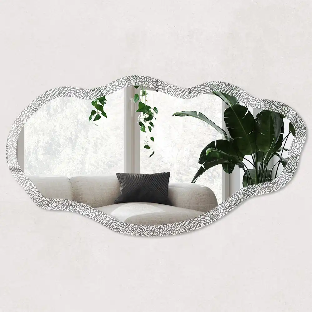 Miroir décoratif irrégulier à motif rythme foliaire