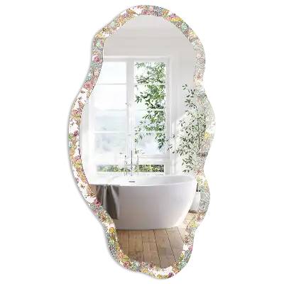 Miroir encadré à impression motif Jardins d'oiseaux forme irrégulière