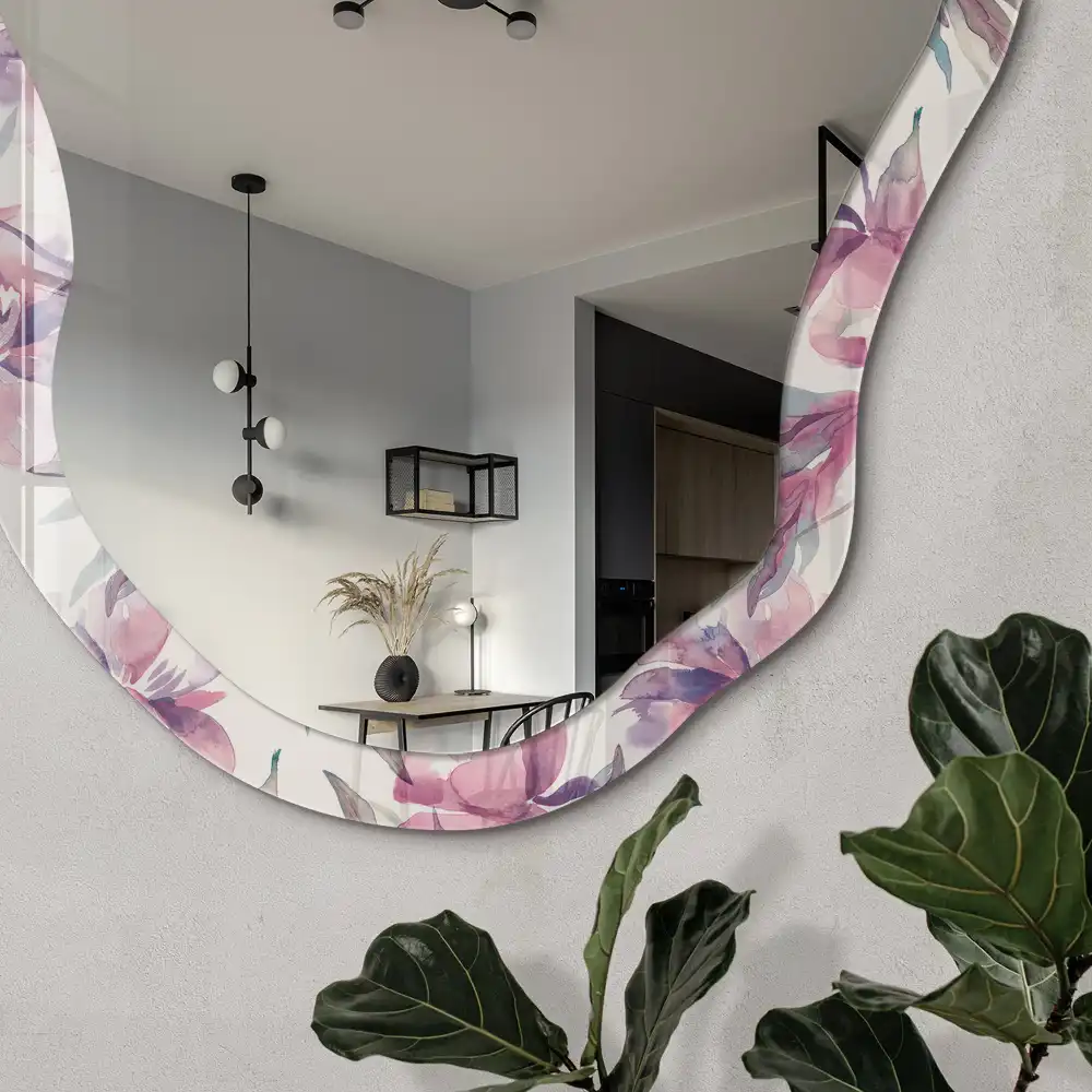 Miroir décoratif irrégulier à motif floral printanier
