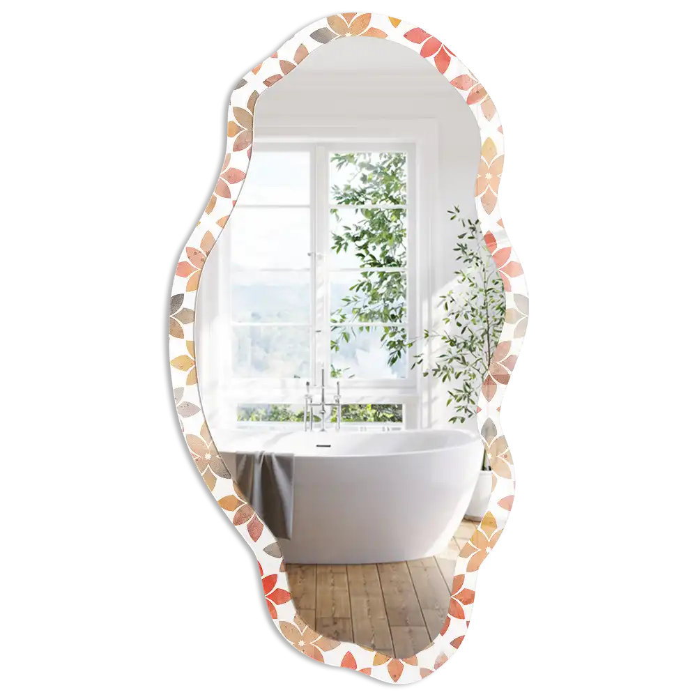 Miroir irrégulier à motif floral