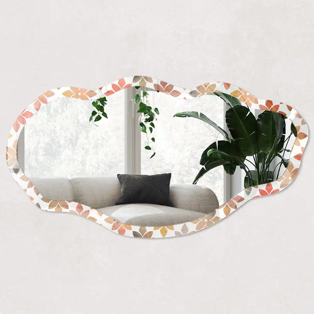 Miroir irrégulier à motif floral