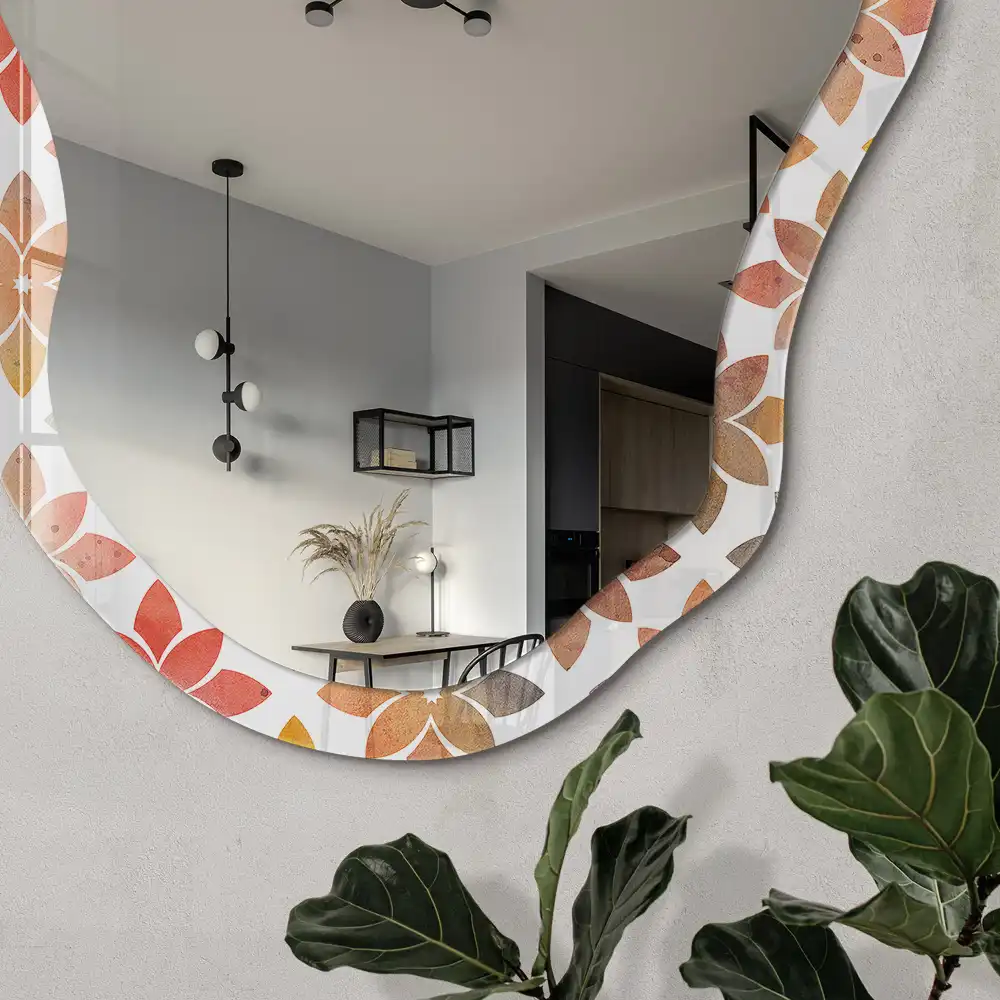 Miroir irrégulier à motif floral