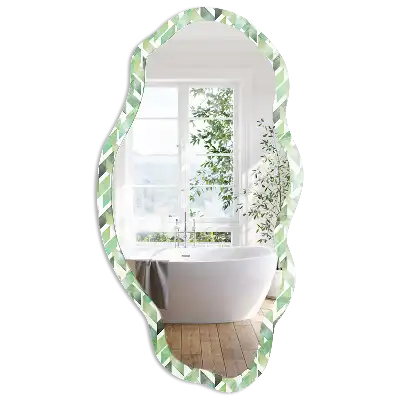 Miroir décoratif irrégulier à motif géométrique vert