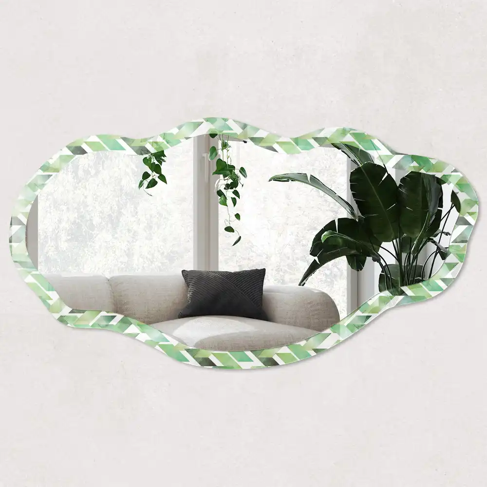 Miroir décoratif irrégulier à motif géométrique vert