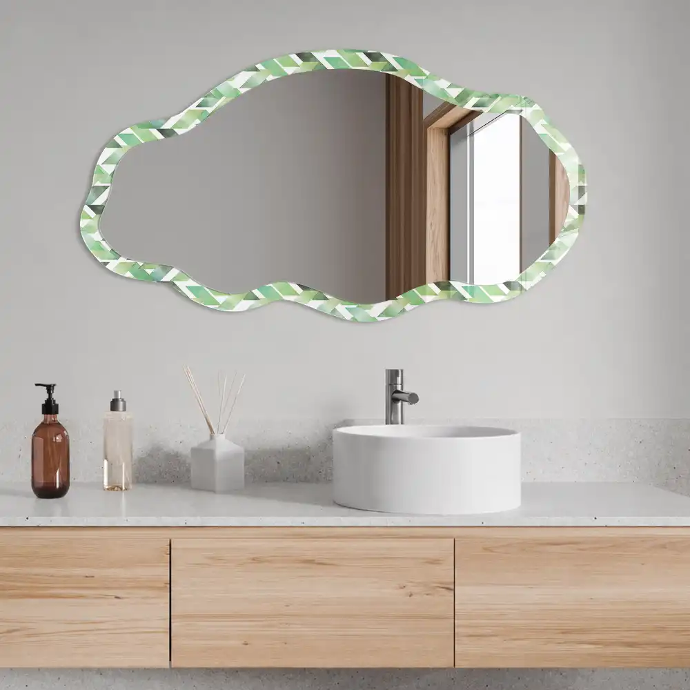 Miroir décoratif irrégulier à motif géométrique vert