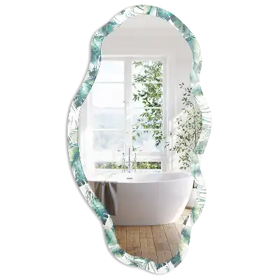 Miroir irrégulier à motif de feuilles tropicales