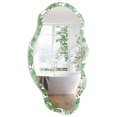 Miroir irrégulier avec impression feuilles tropicales