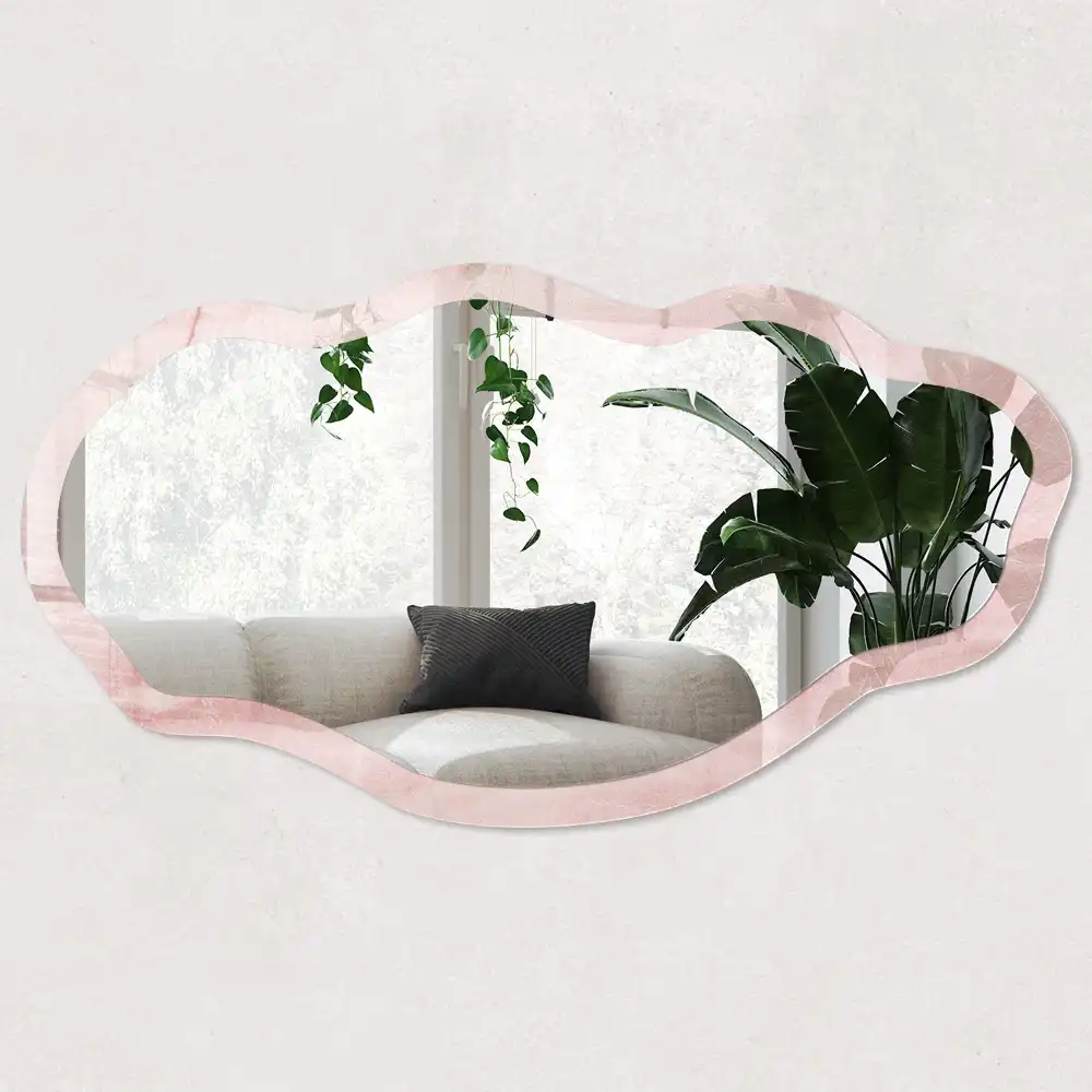 Miroir décoratif irrégulier avec impression de liens rosés