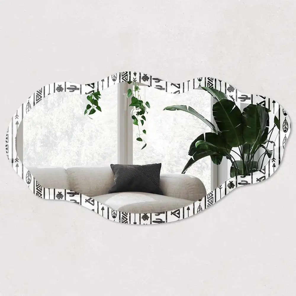 Miroir décoratif irrégulier à motif ethnique
