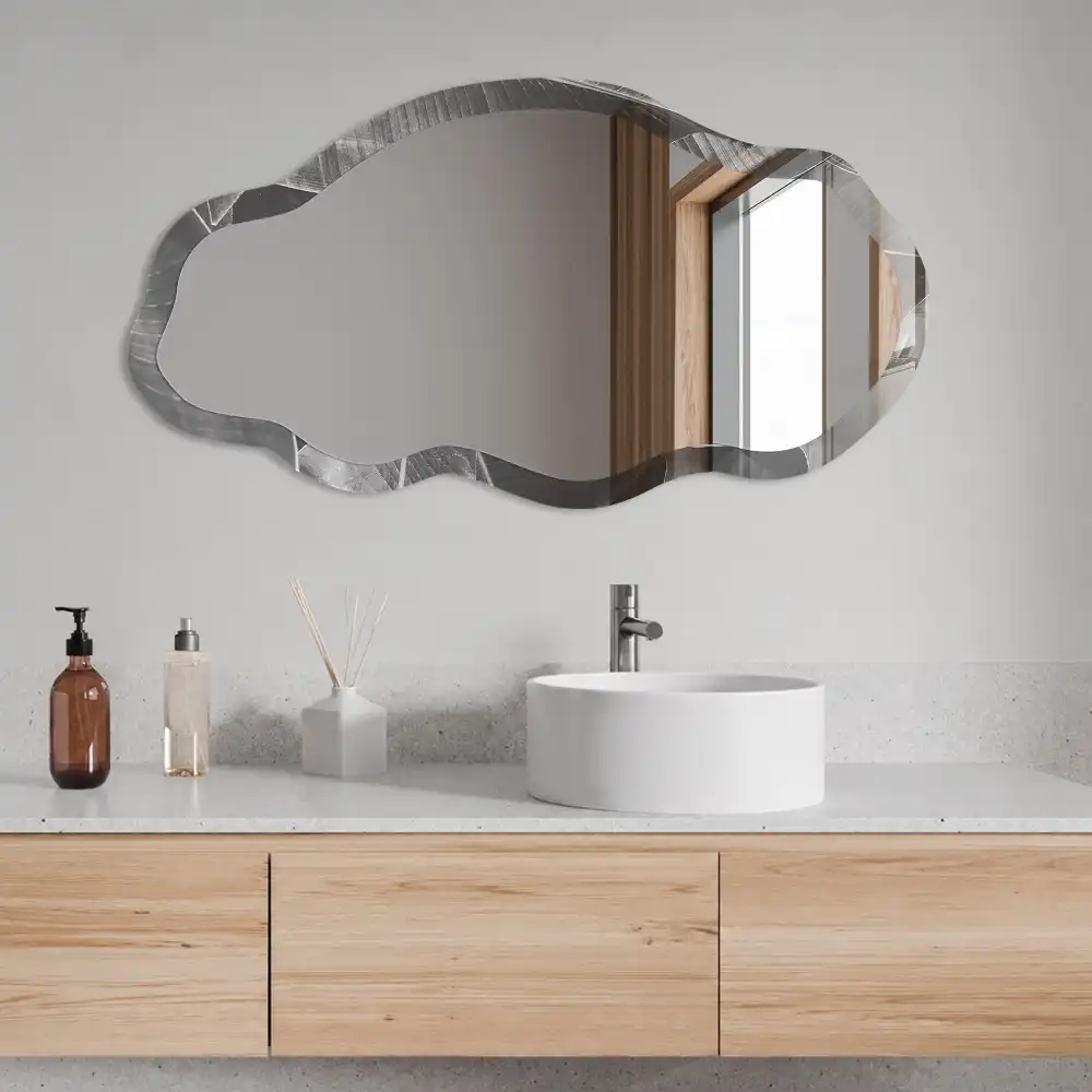 Miroir encadré à impression tropicale de forme irrégulière
