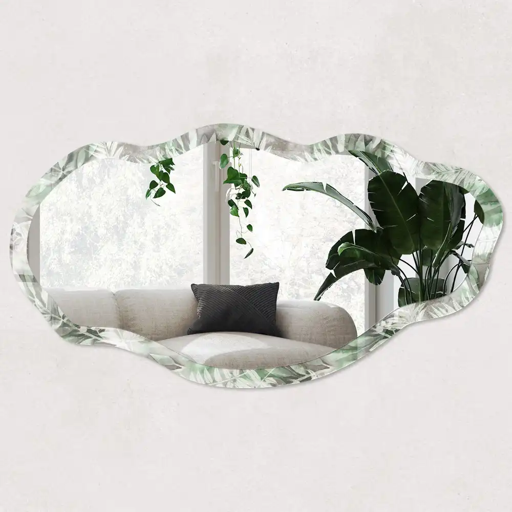 Miroir irrégulier à motif jungle vert