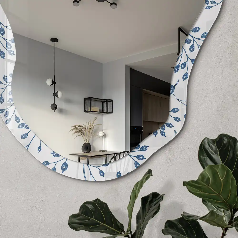 Miroir décoratif irrégulier à motif végétal