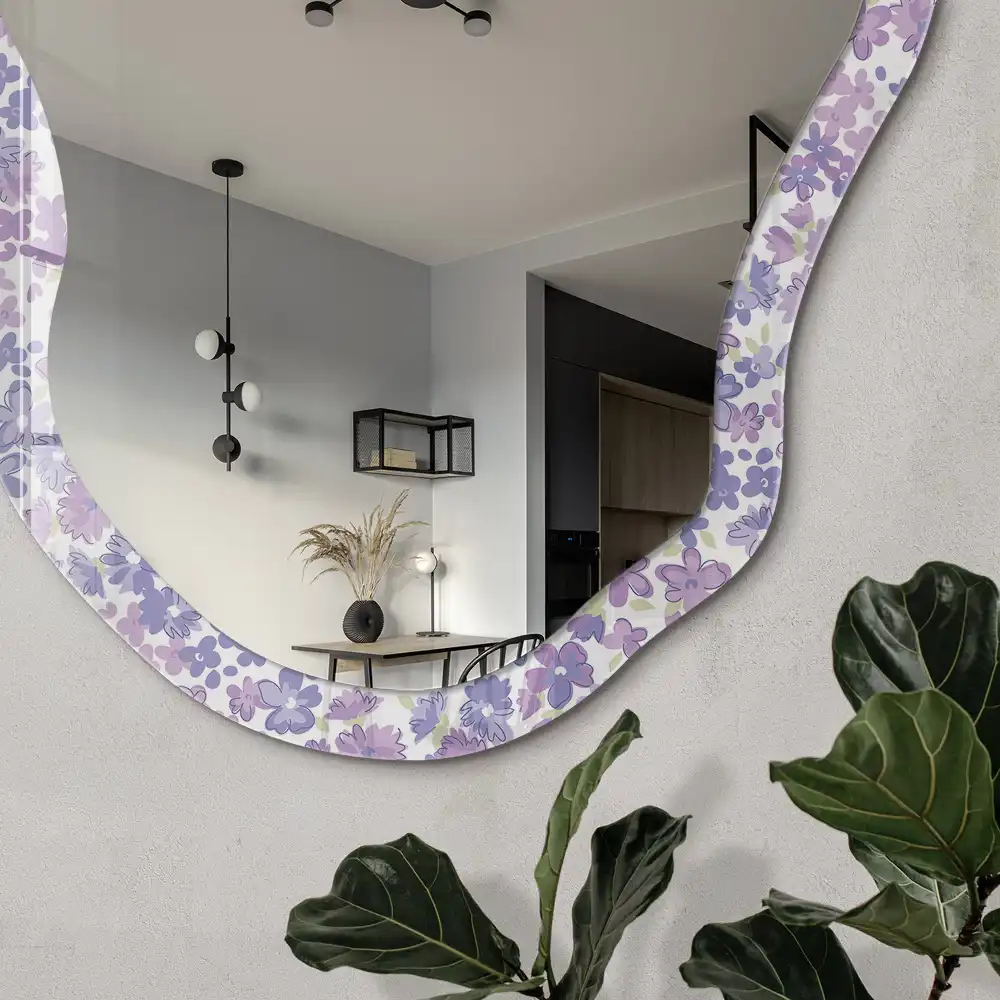 Miroir irrégulier à motif champêtre
