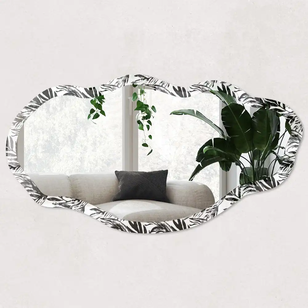 Miroir irrégulier à motif végétal imprimé