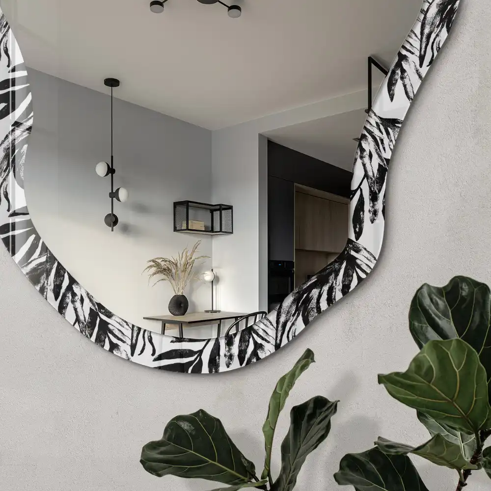 Miroir irrégulier à motif végétal imprimé