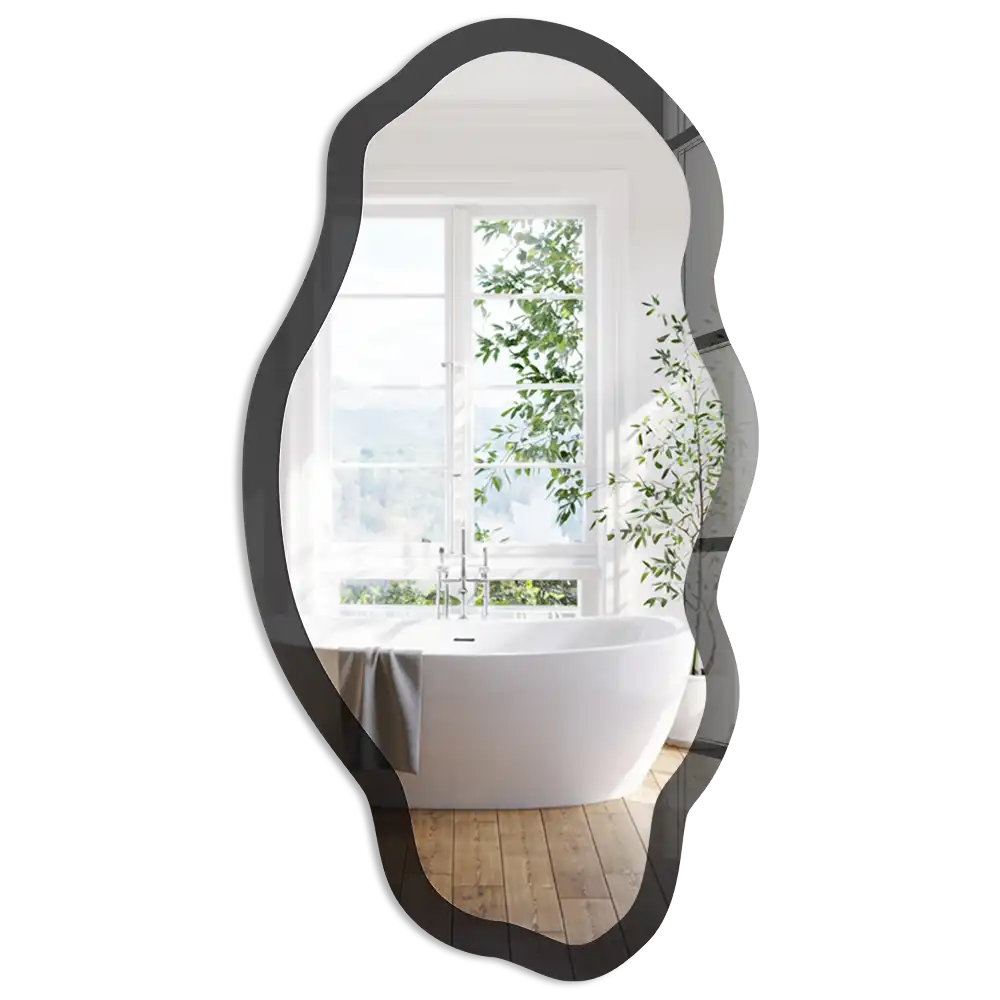 Miroir décoratif irrégulier à impression noire