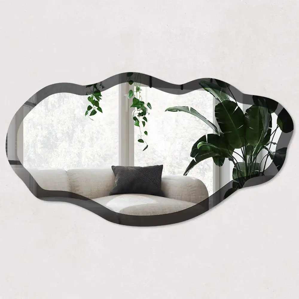 Miroir décoratif irrégulier à impression noire