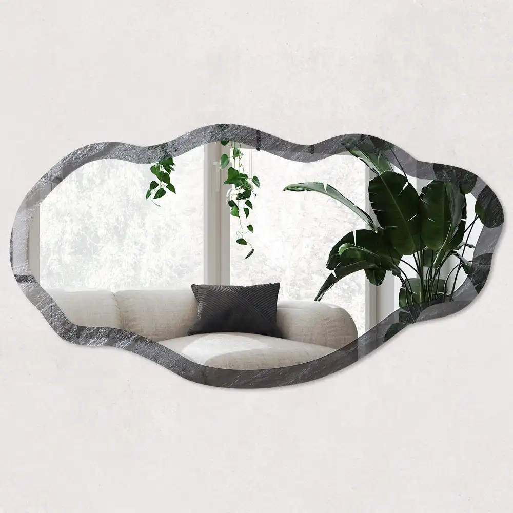 Miroir irrégulier avec impression à texture noire