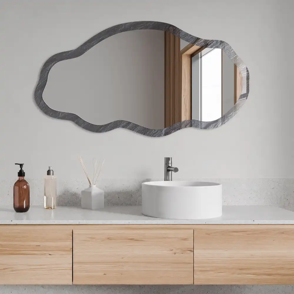 Miroir irrégulier avec impression à texture noire