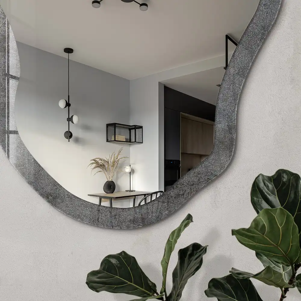 Miroir décoratif irrégulier effet béton