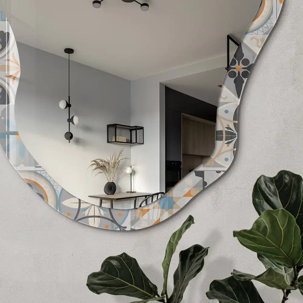 Miroir irrégulier à motif carrelage patchwork