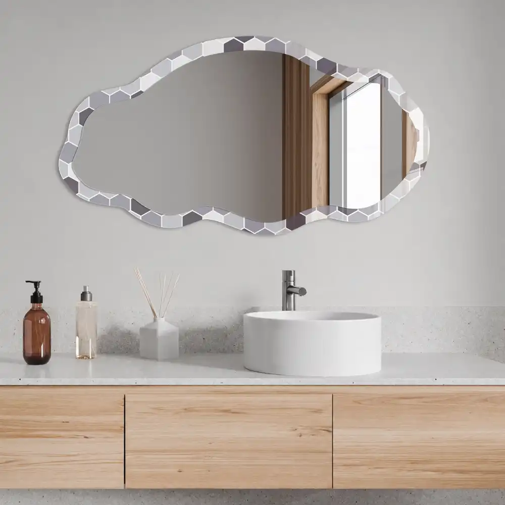 Miroir encadré à impression géométrique de forme irrégulière Harmonie