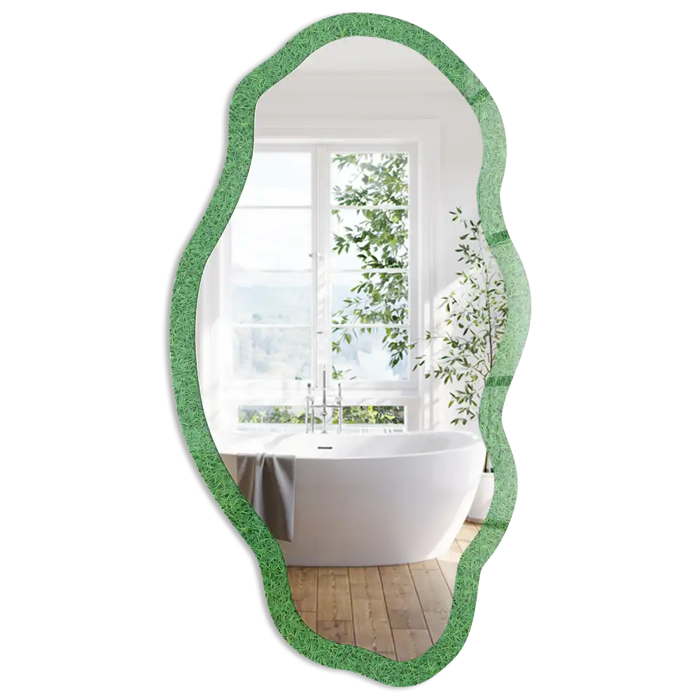 Miroir décoratif irrégulier à motif d'herbe