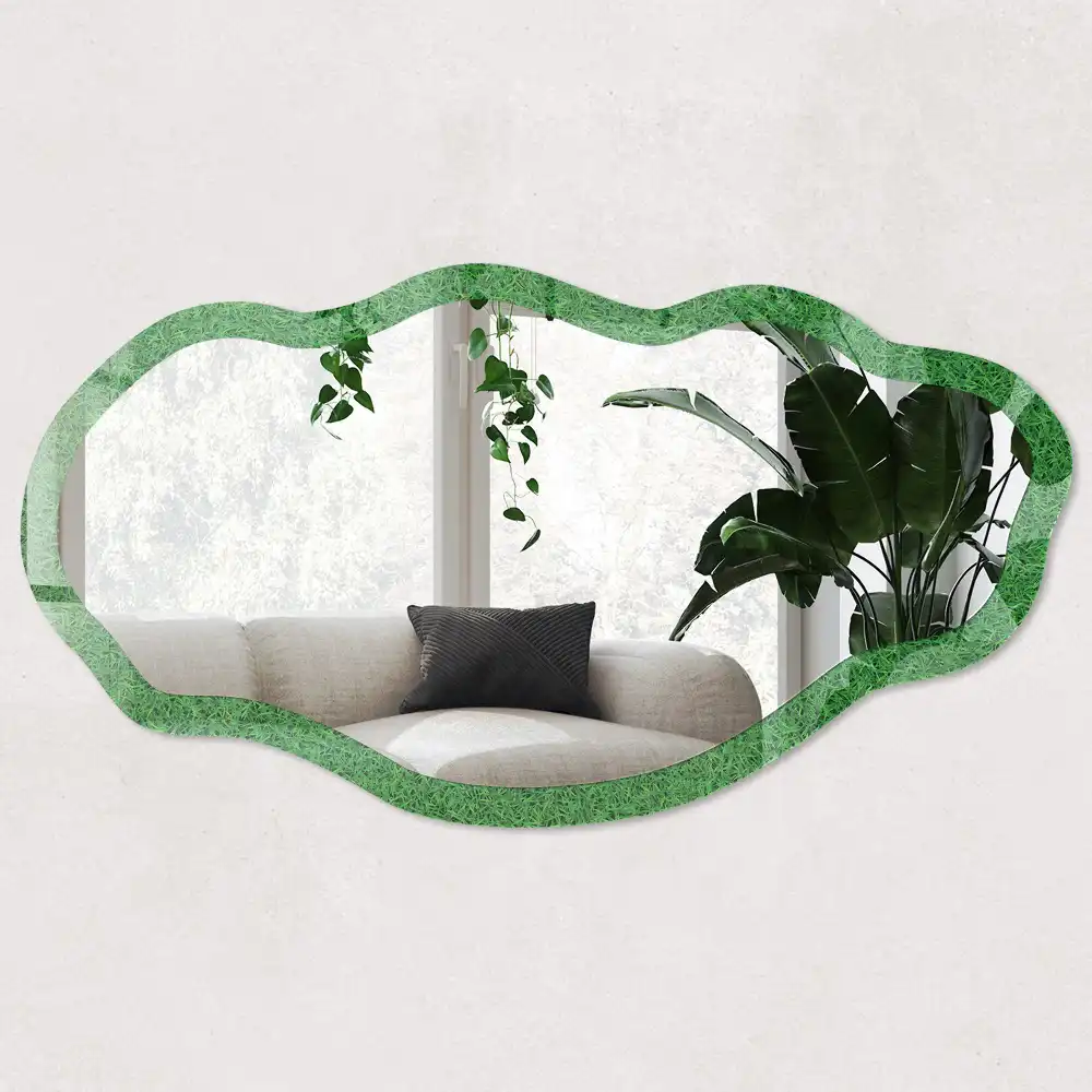 Miroir décoratif irrégulier à motif d'herbe