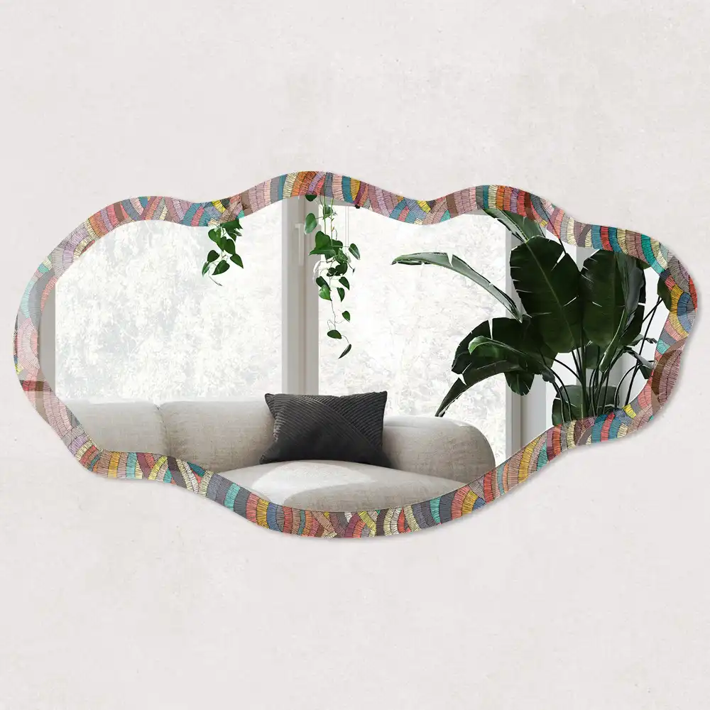 Miroir décoratif irrégulier à impression vagues irisées