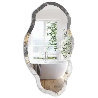 Miroir encadré à motif marbré rayé de forme irrégulière