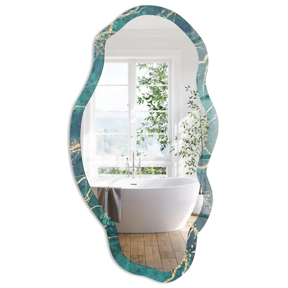 Miroir irrégulier à motif marbré