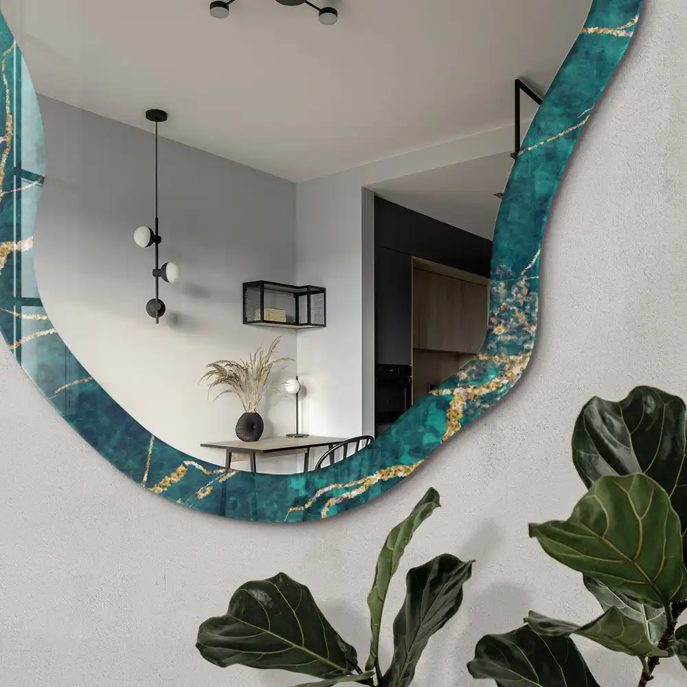 Miroir irrégulier à motif marbré