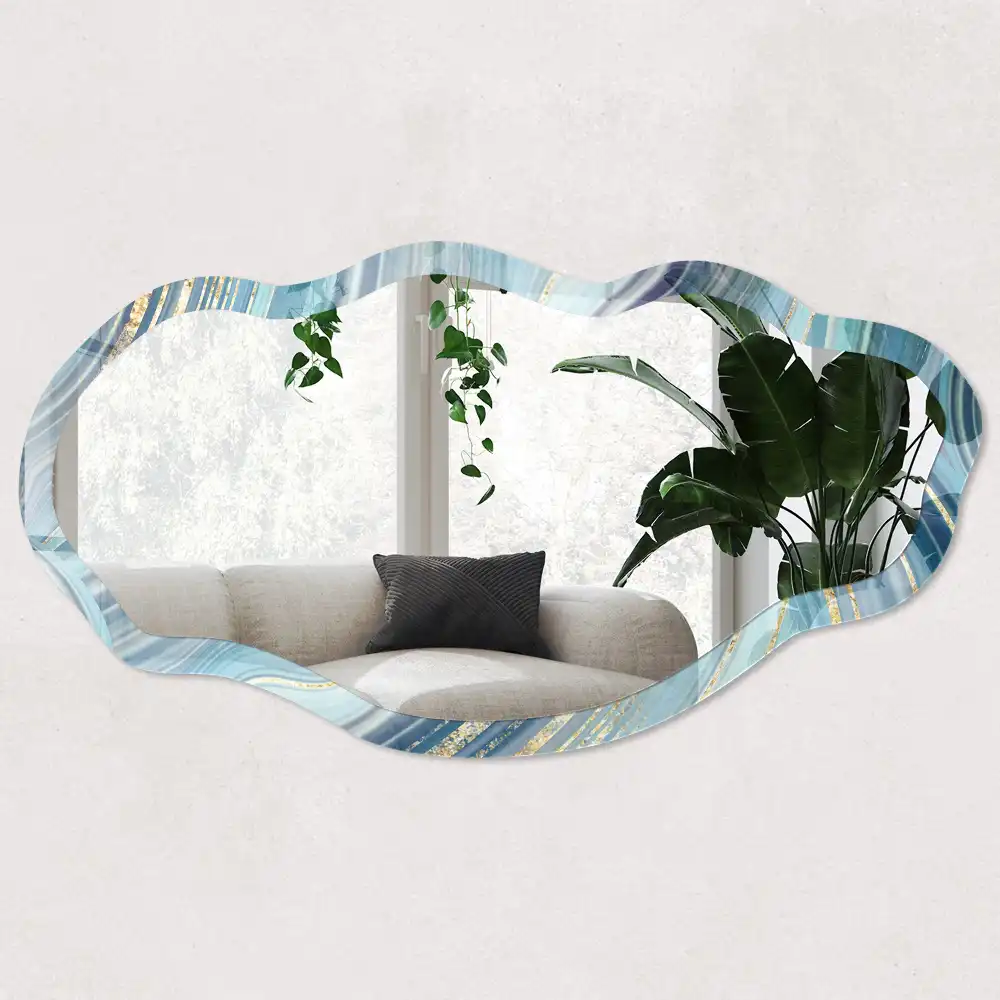 Miroir décoratif irrégulier avec impression vagues marines