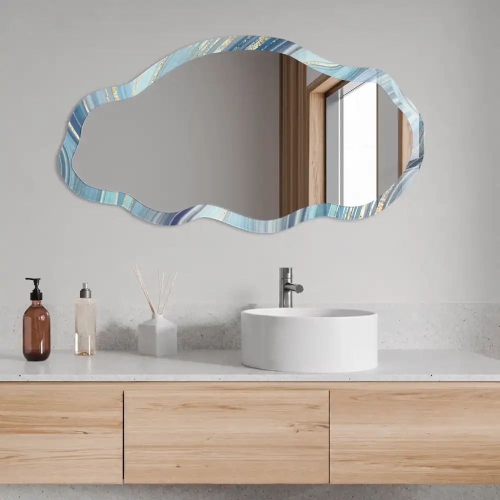 Miroir décoratif irrégulier avec impression vagues marines