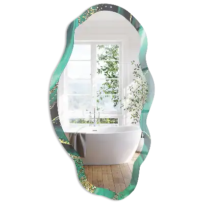 Miroir décoratif irrégulier avec impression abstraction verte