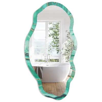 Miroir irrégulier avec impression abstraite verte