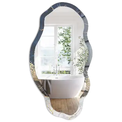 Miroir décoratif irrégulier à impression marbre bleu foncé