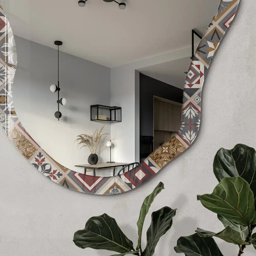 Miroir décoratif irrégulier à motifs mosaïque