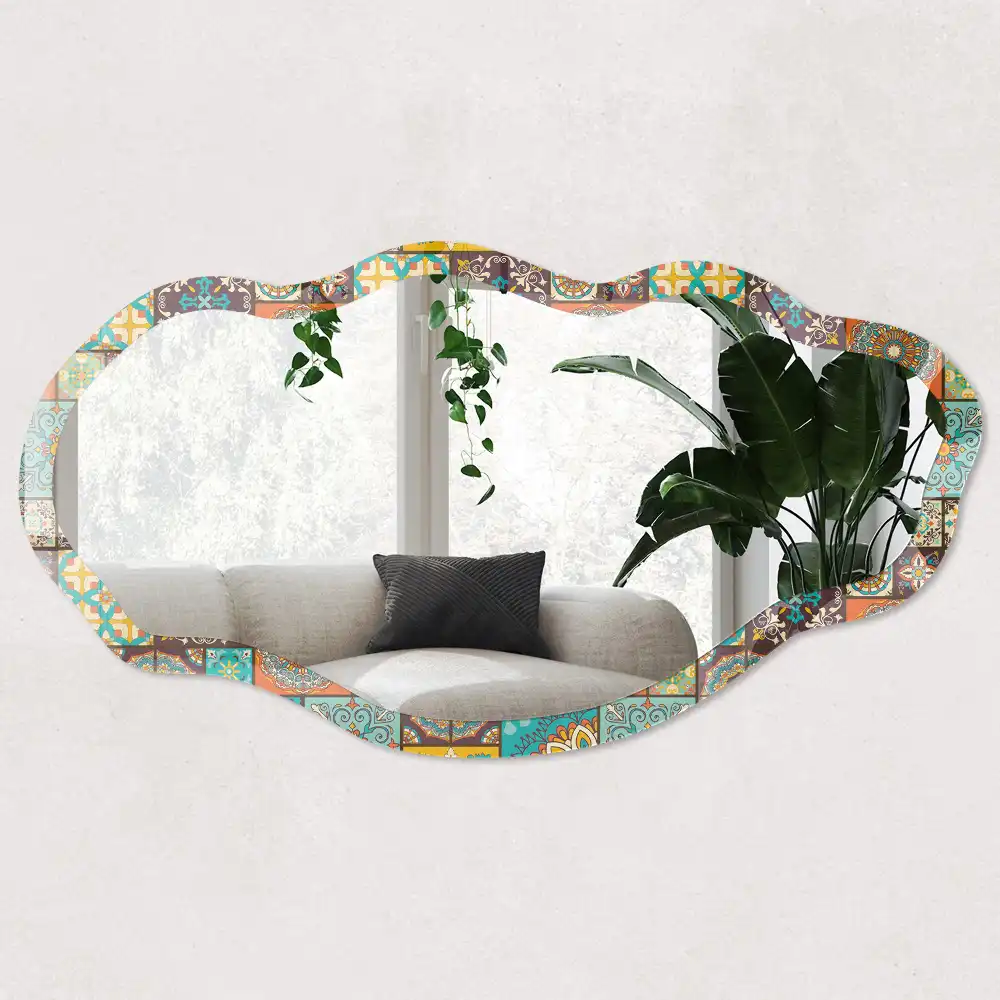 Miroir irrégulier à motif mosaïque coloré