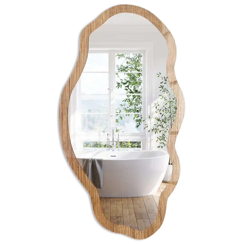 Miroir décoratif irrégulier effet bois