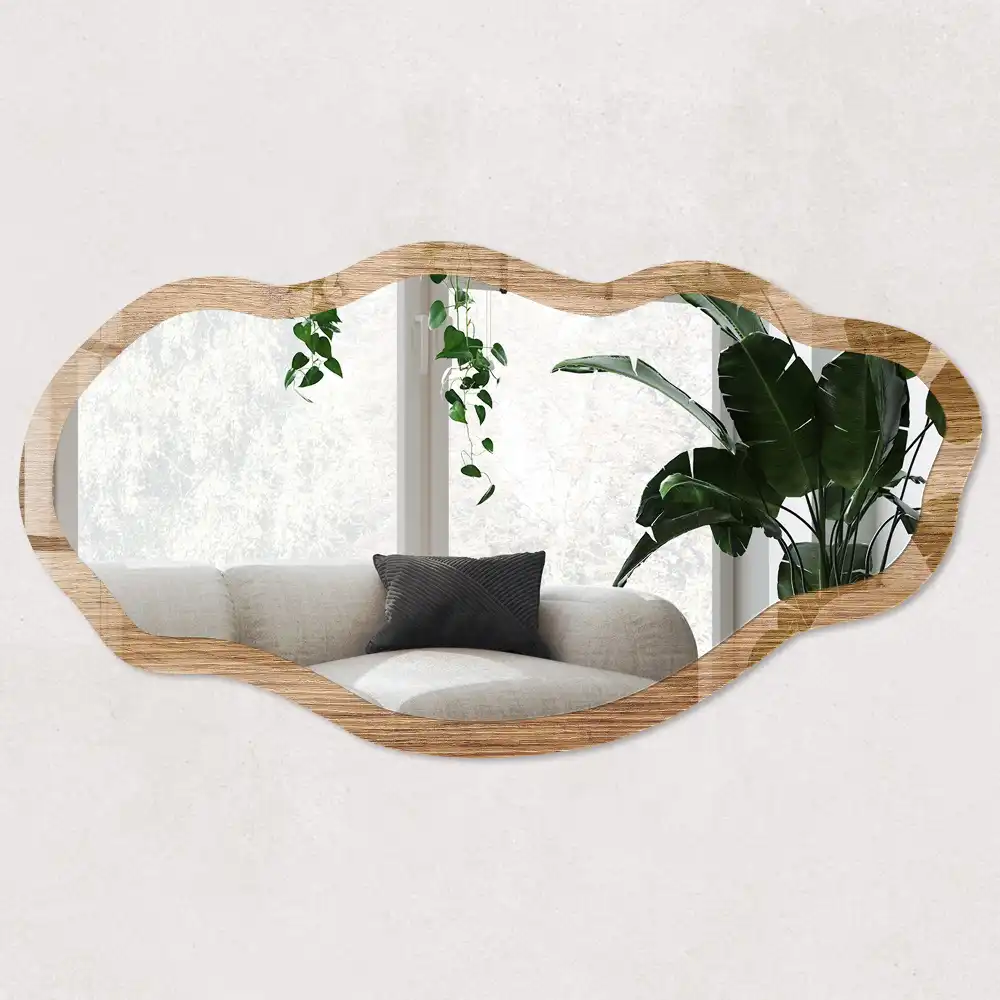 Miroir décoratif irrégulier effet bois